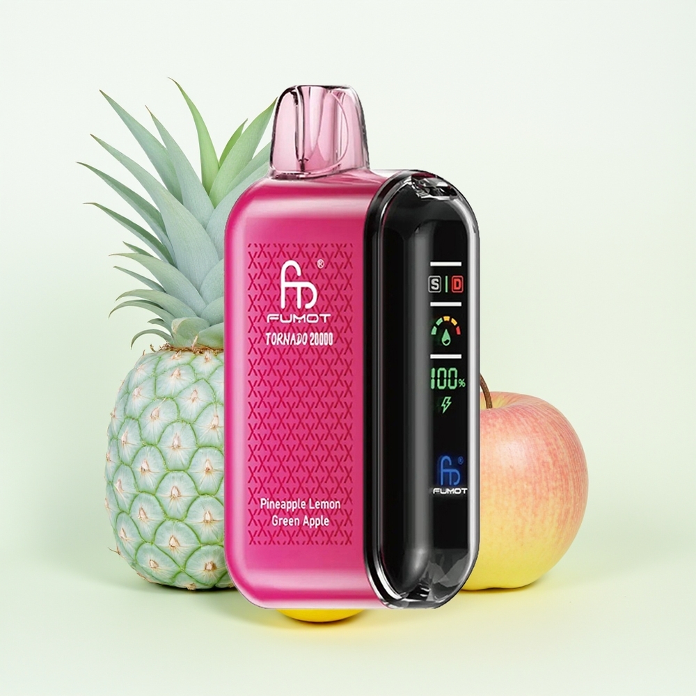 Fumot Tornado 20000 Puffs Ananas Cytryna Zielone Jabłko Dual Mesh Smart Display