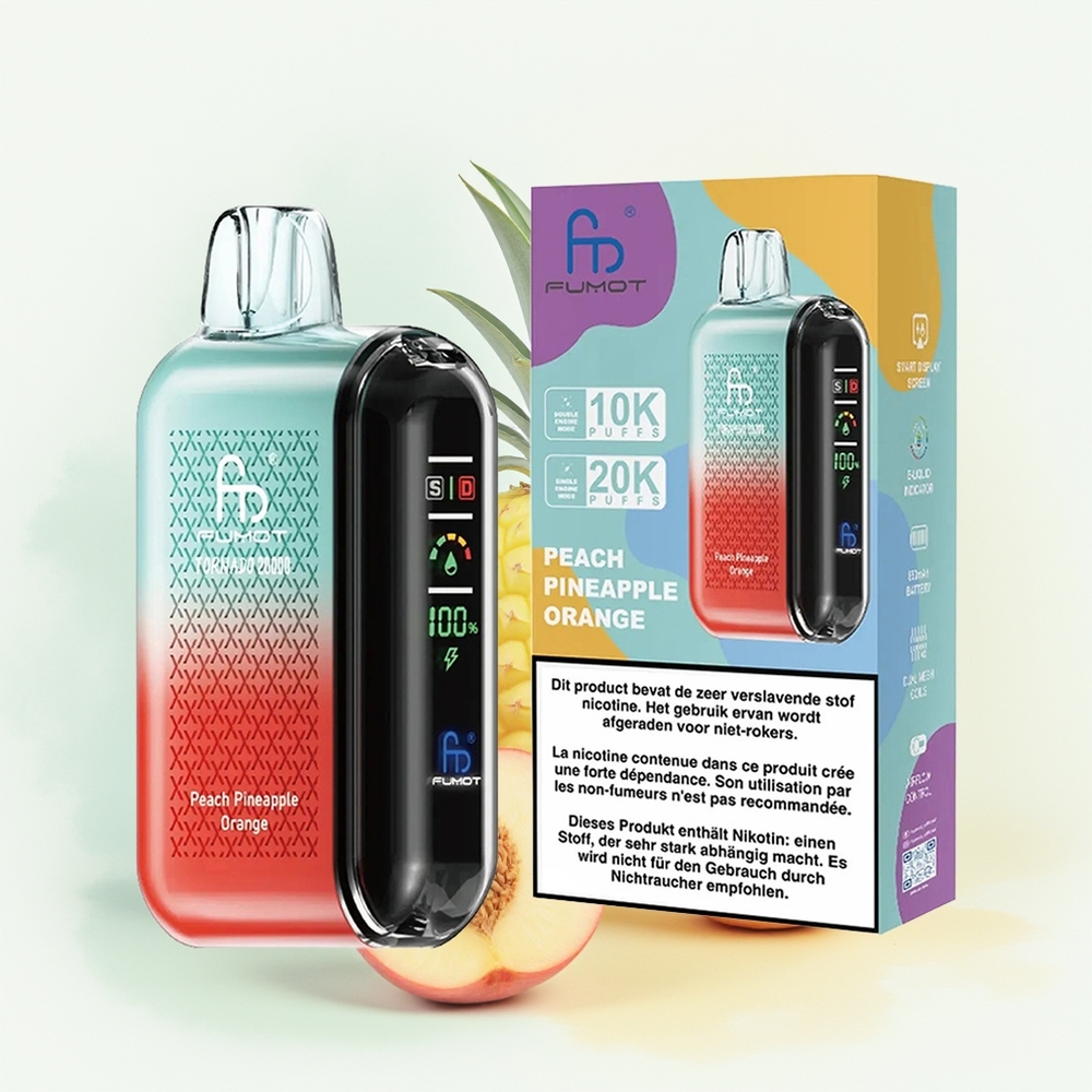Fumot Tornado 20000 Puffs Brzoskwinia Ananas Pomarańcza Moc Podwójna Wyświetlacz