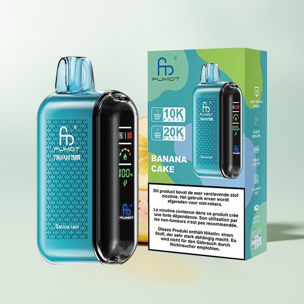 Fumot Tornado 20000 Puffs Ciasto Bananowe z Podwójną Siatką i Kontrolą Ciągu
