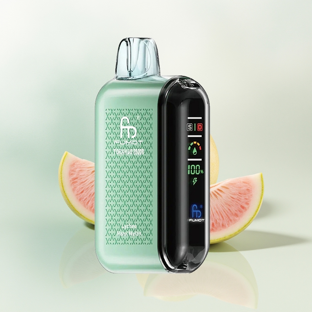 Fumot Tornado 20000 Puffs Liczi Melon Hami z Podwójną Siatką i Kontrolą Przepływu Powietrza