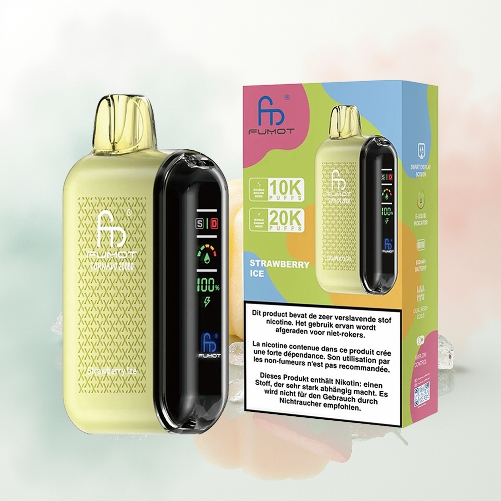 Fumot Tornado 20000 Puffs Truskawkowa Mgła z Podwójnym Mesh i Kontrolą Powietrza