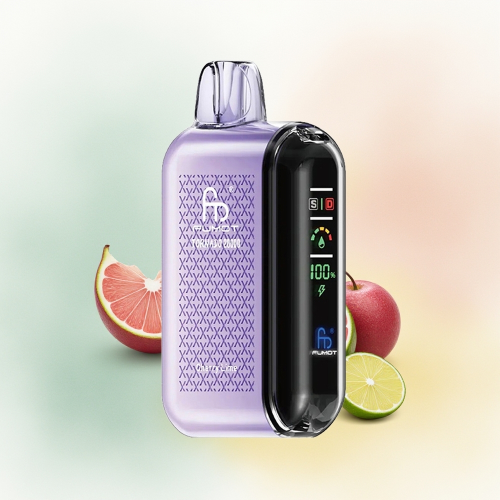 Fumot Tornado 20000 Puffs Wiśnia Limonka z Podwójną Siatką i Kontrolą Ciągu