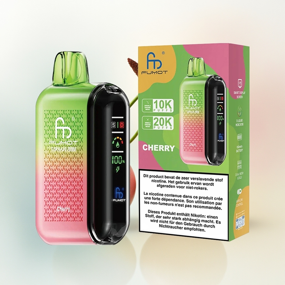 Fumot Tornado 20000 Puffs Wiśniowy Dual Mesh Kontrola Powietrza