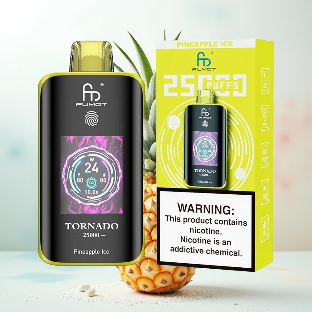 Fumot Tornado 25000 Puffs Ananasowy Lód z Ekranem HD i Baterią 700mAh
