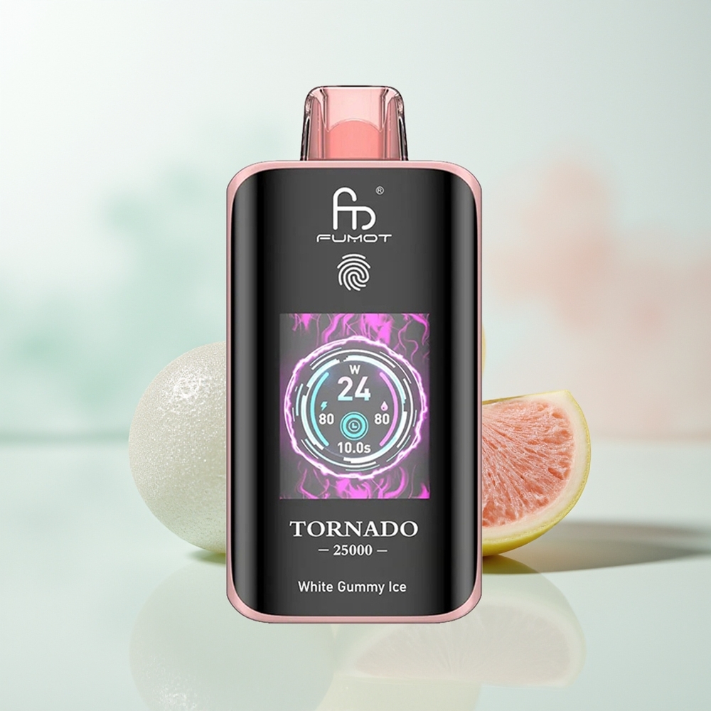 Fumot Tornado 25000 Puffs Biały Żelkowy Lód z Ekranem HD i Baterią 700mAh