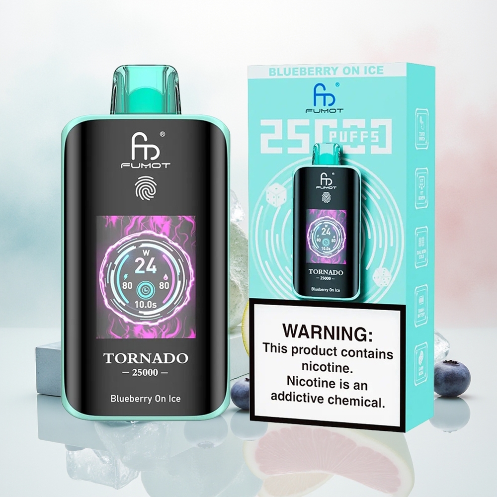 Fumot Tornado 25000 Puffs Borówka Na Lodzie z Ekranem HD i Baterią 700mAh