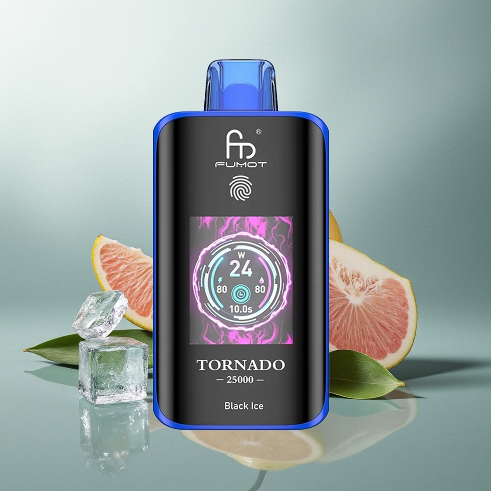 Fumot Tornado 25000 Puffs Czarny Lód z Ekranem HD i Baterią 700mAh