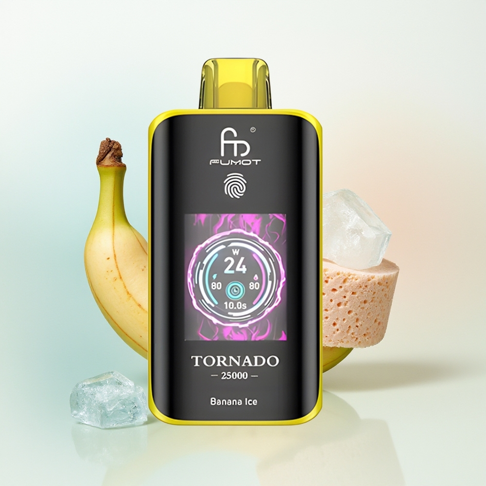 Fumot Tornado 25000 Puffs Lodowy Banan z Ekranem HD i Baterią 700mAh