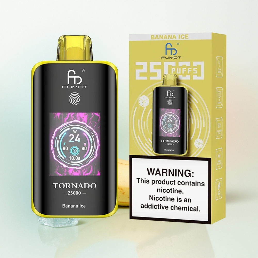 Fumot Tornado 25000 Puffs Lodowy Banan z Ekranem HD i Baterią 700mAh