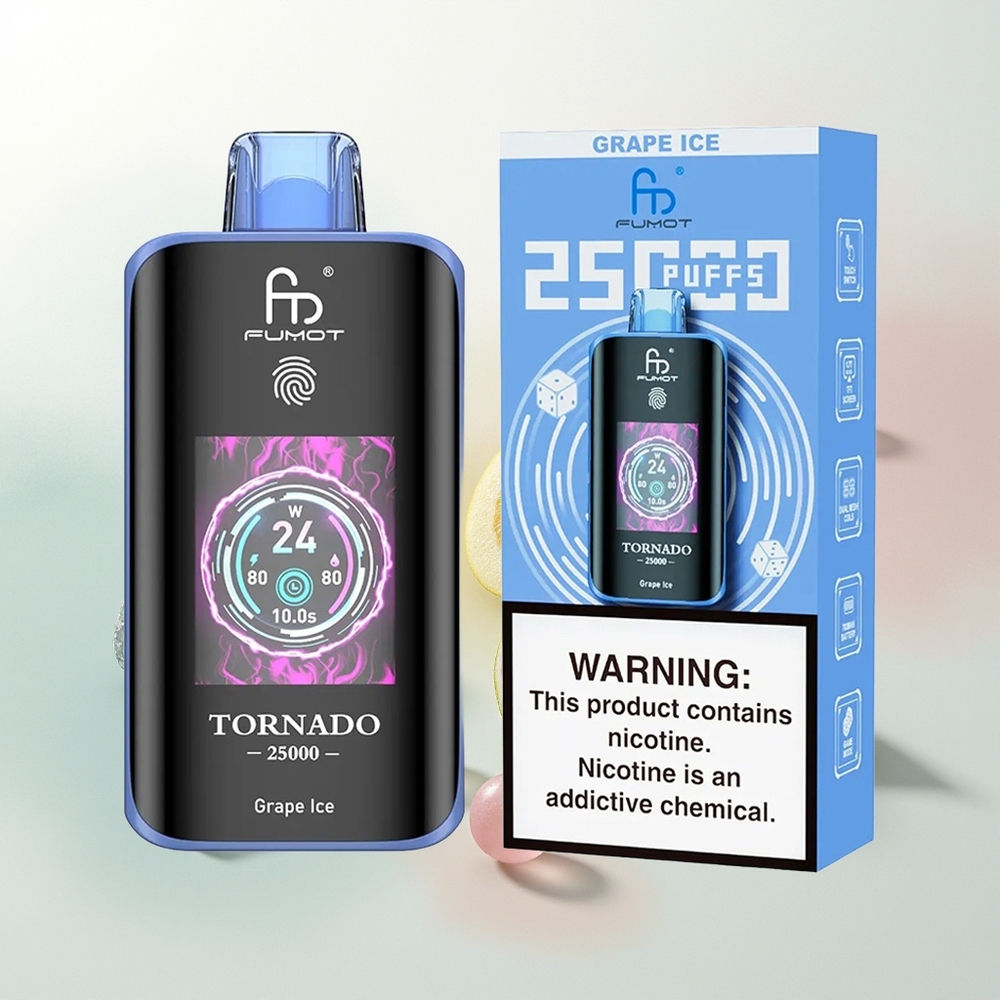 Fumot Tornado 25000 Puffs Lodowy Winogronowy Ekran HD i Ładowanie Type-C
