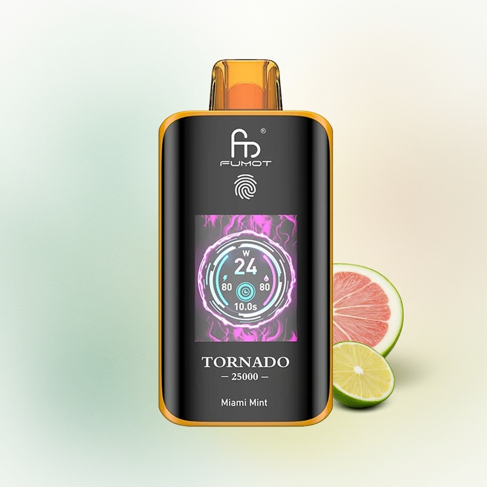 Fumot Tornado 25000 Puffs Miami Miętowy Ekran HD i Ładowanie Type-C