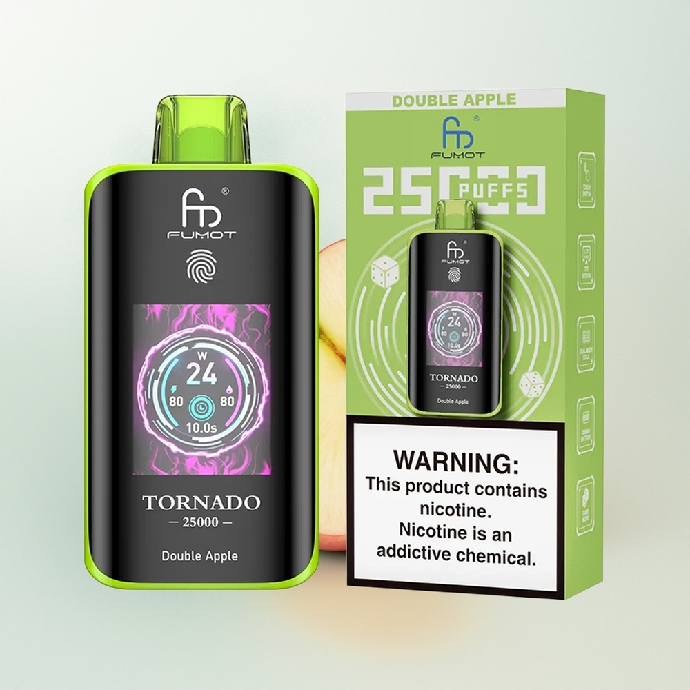 Fumot Tornado 25000 Puffs Podwójne Jabłko z Ekranem HD i Baterią 700mAh