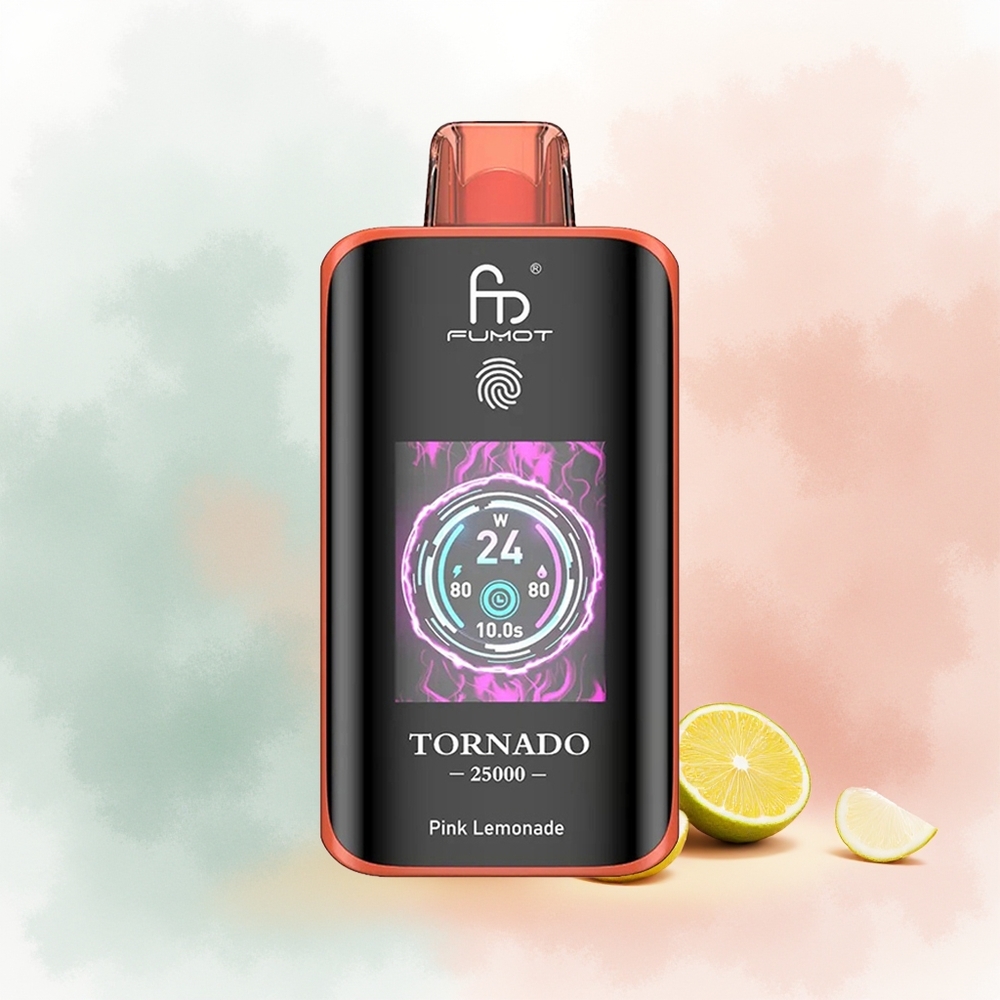 Fumot Tornado 25000 Puffs Różowa Lemoniada z Ekranem HD i Baterią 700mAh