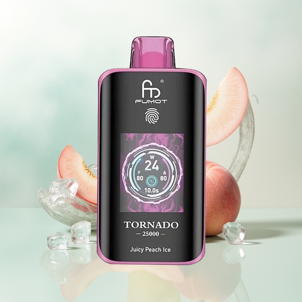 Fumot Tornado 25000 Puffs Soczysty Brzoskwiniowy Lód z Ekranem HD i Baterią 700mAh