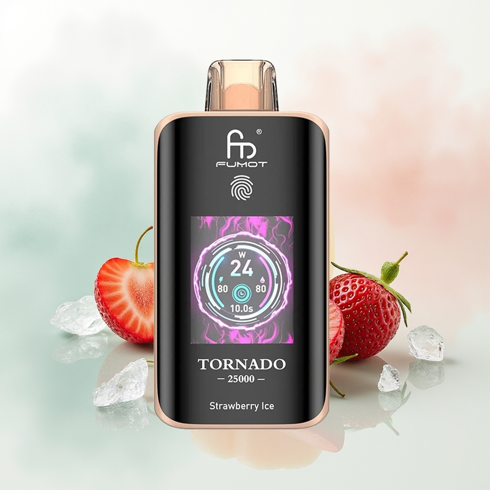 Fumot Tornado 25000 Puffs Truskawkowy Lód z Ekranem HD i Baterią 700mAh