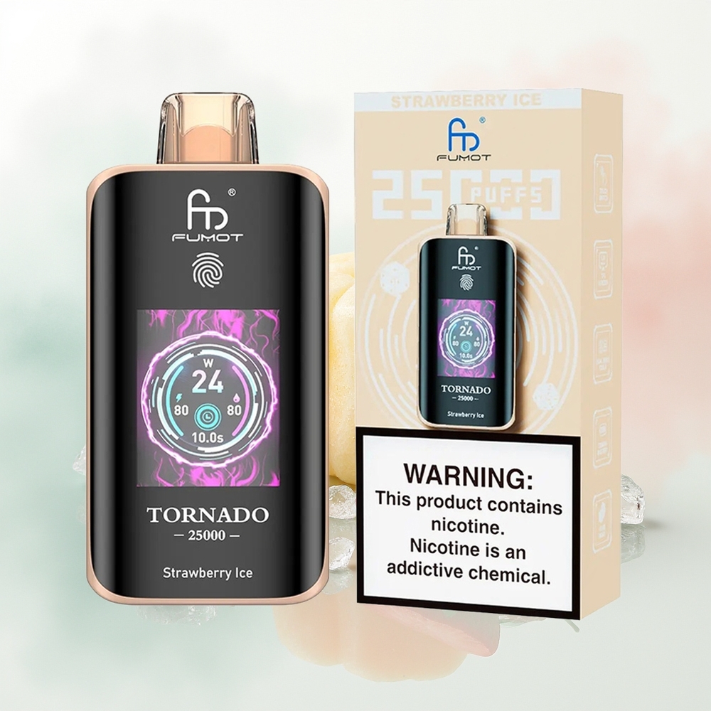 Fumot Tornado 25000 Puffs Truskawkowy Lód z Ekranem HD i Baterią 700mAh