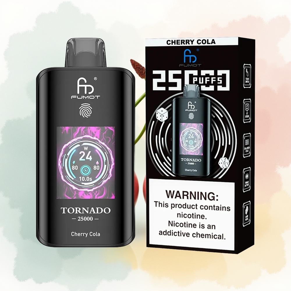Fumot Tornado 25000 Puffs Wiśniowa Cola z Ekranem HD i Baterią 700mAh
