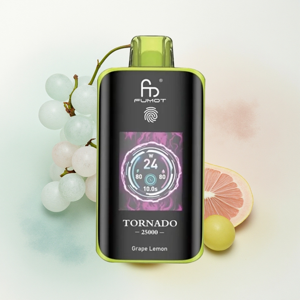 Fumot Tornado 25000 Puffs Winogrono Cytryna HD Ekran 20ml
