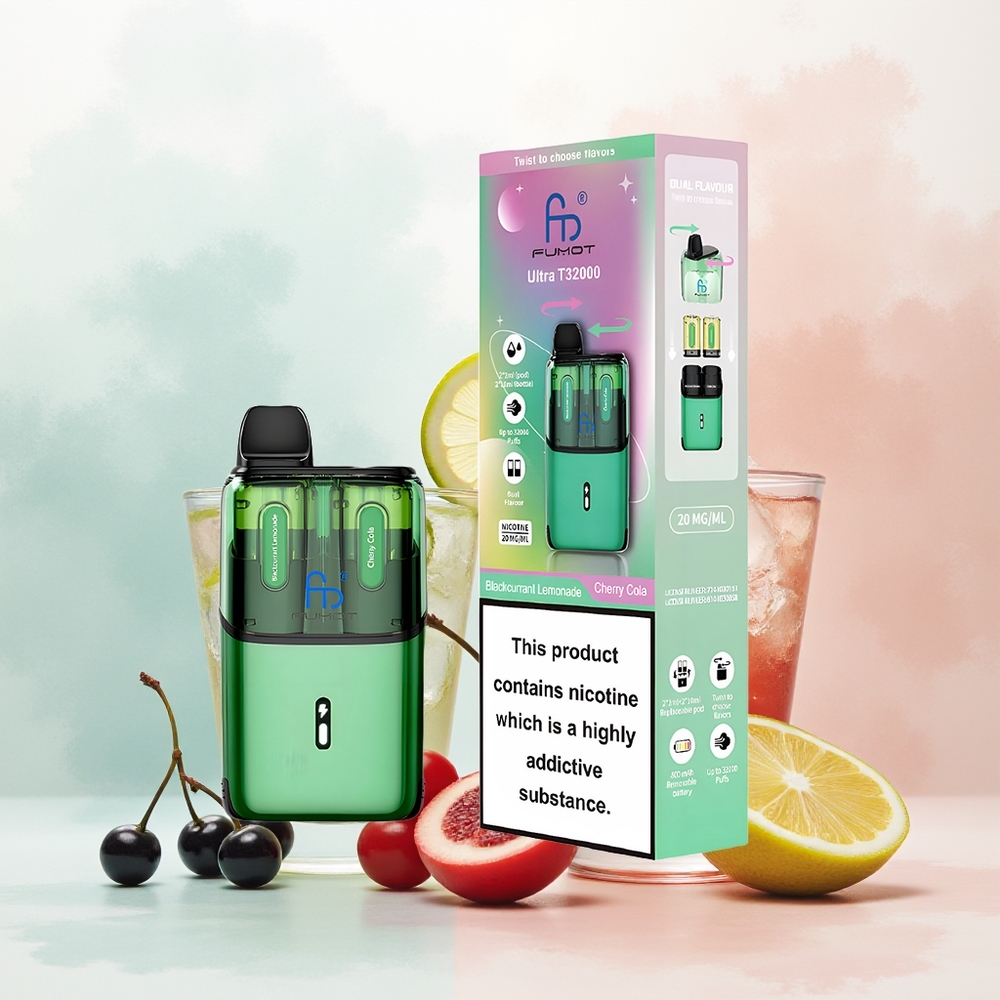 Fumot Ultra T32000 Puffs Czarna Porzeczka Lemoniada - Wiśniowa Cola z Zaawansowaną Siatkową Cewką i Ładowaniem Typu-C