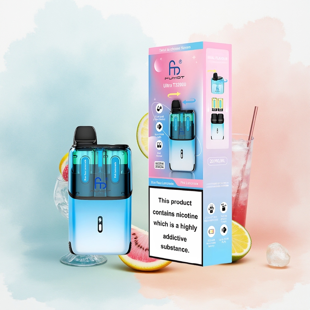 Fumot Ultra T32000 Puffs Niebiesko-Malinowa Lemoniada - Różowa Lemoniada z 24ml Płynu i Szybkim Ładowaniem Type-C