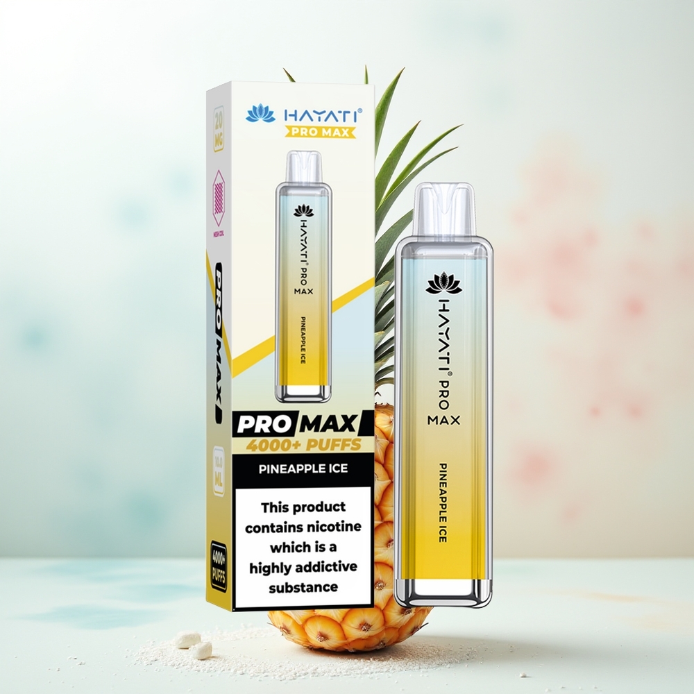 Hayati Pro Max 4000 Puffs Ananasowy Lód z Podwójną Mocą i Krystalicznym Wyglądem