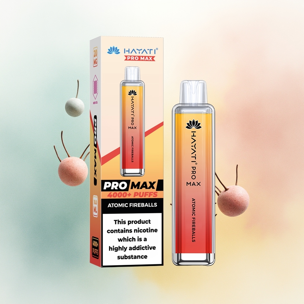 Hayati Pro Max 4000 Puffs Atomowe Ogniste Kule Pro Max 5% Nikotyny z Podwójną Siatkową Cewką