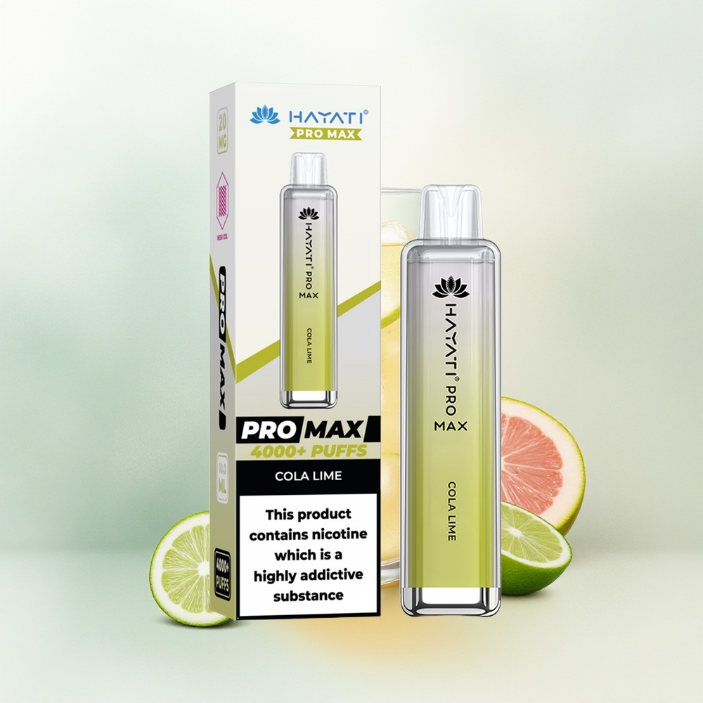 Hayati Pro Max 4000 Puffs Cola Lime z Podwójną Mocą i Krystalicznym Wyglądem