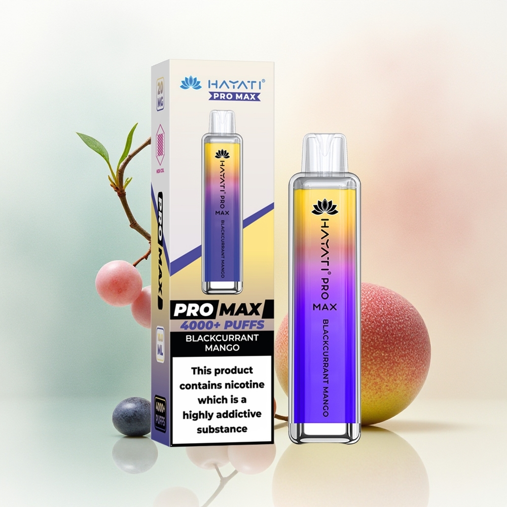 Hayati Pro Max 4000 Puffs Czarna Porzeczka Mango z Podwójną Cewką i Baterią 1400mAh