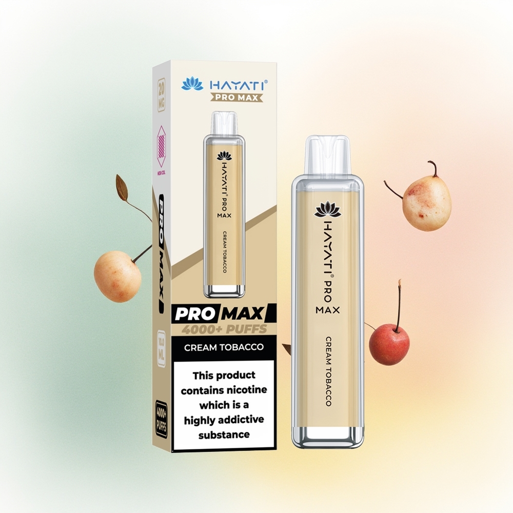 Hayati Pro Max 4000 Puffs Kremowy Tytoń z Podwójną Siatką i Ładowaniem