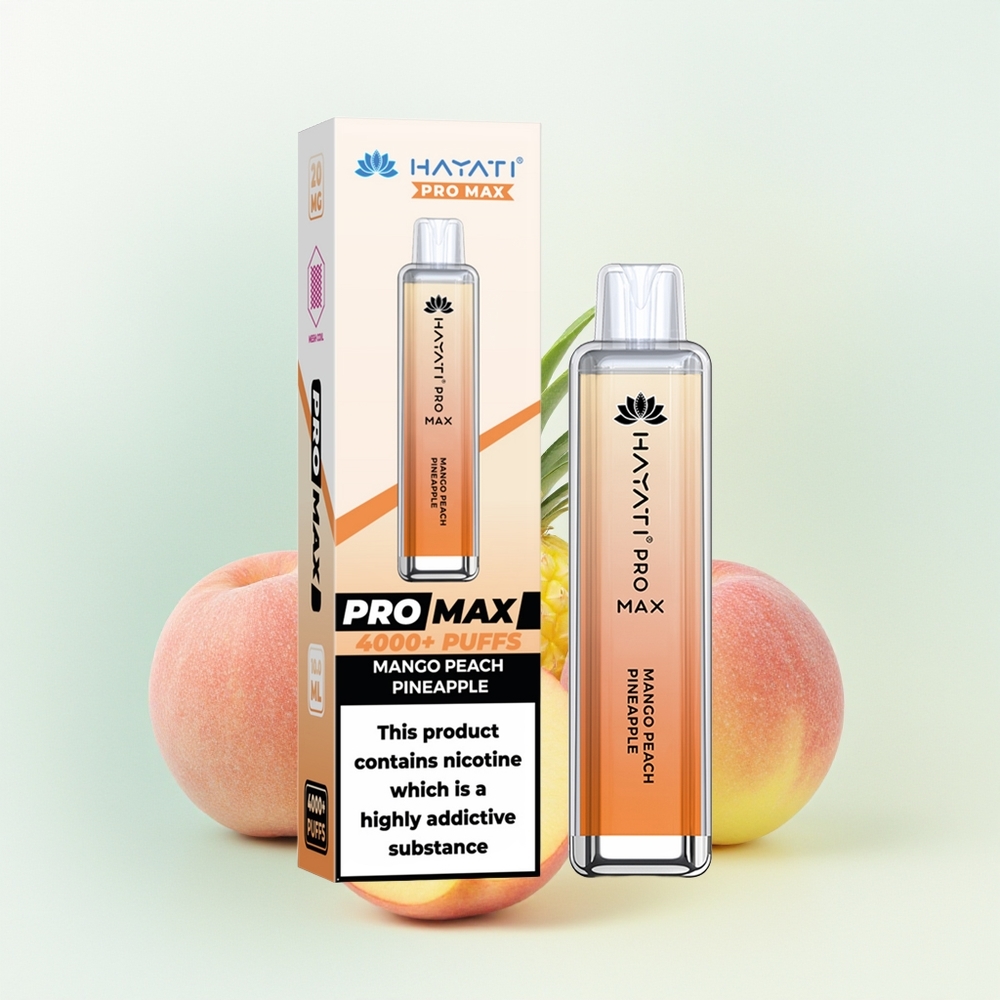 Hayati Pro Max 4000 Puffs Mango Brzoskwinia Ananas z Podwójną Cewką i Baterią 1400mAh