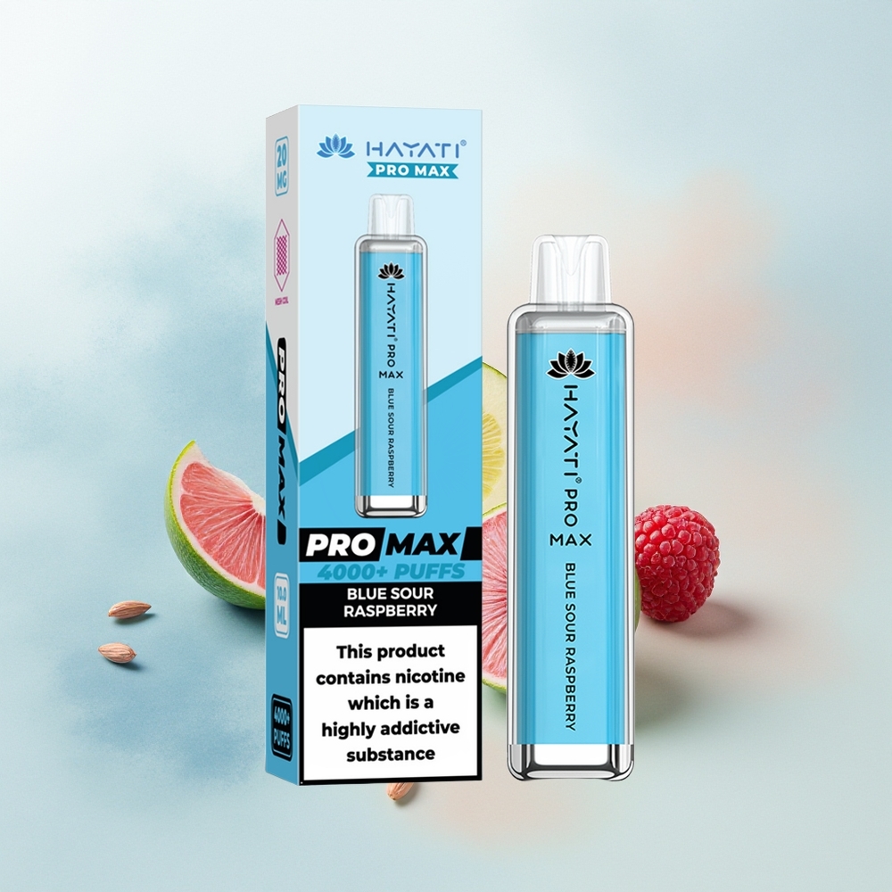 Hayati Pro Max 4000 Puffs Niebieska Kwaśna Malina z Podwójną Siatkową Cewką i Baterią 1400mAh