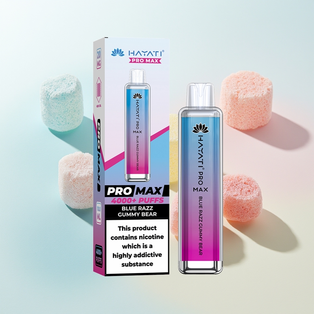 Hayati Pro Max 4000 Puffs Niebieski Żelkowy Miś z Podwójnym Zwojem i Kryształowym Wyglądem