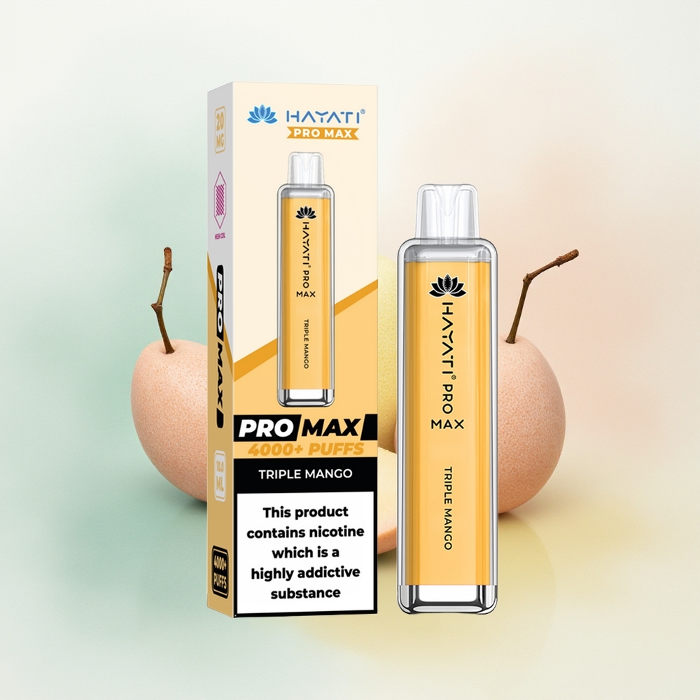 Hayati Pro Max 4000 Puffs Potrójne Mango z Podwójną Siatkową Cewą i Baterią 1400mAh