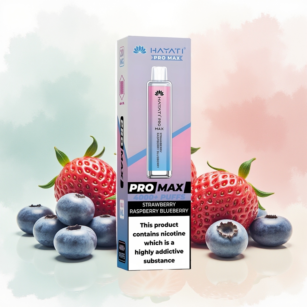 Hayati Pro Max 4000 Puffs Truskawka Malina Borówka Hayati Pro Max Dual Coil Rechargeable