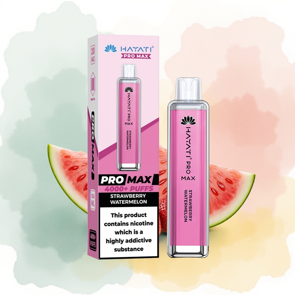 Hayati Pro Max 4000 Puffs Truskawkowy Arbuz z Podwójną Cewką i Ładowaniem