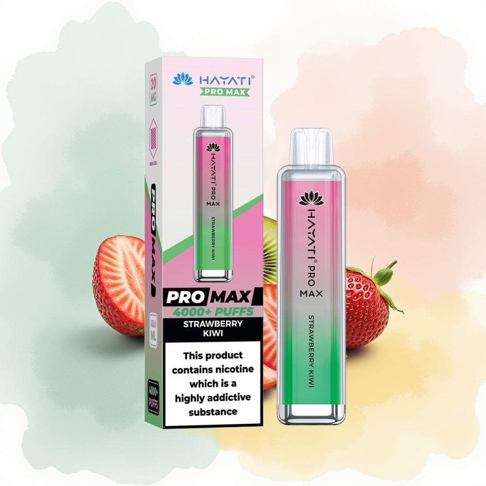 Hayati Pro Max 4000 Puffs Truskawkowy Kiwi z Podwójną Cewką i Baterią 1400mAh