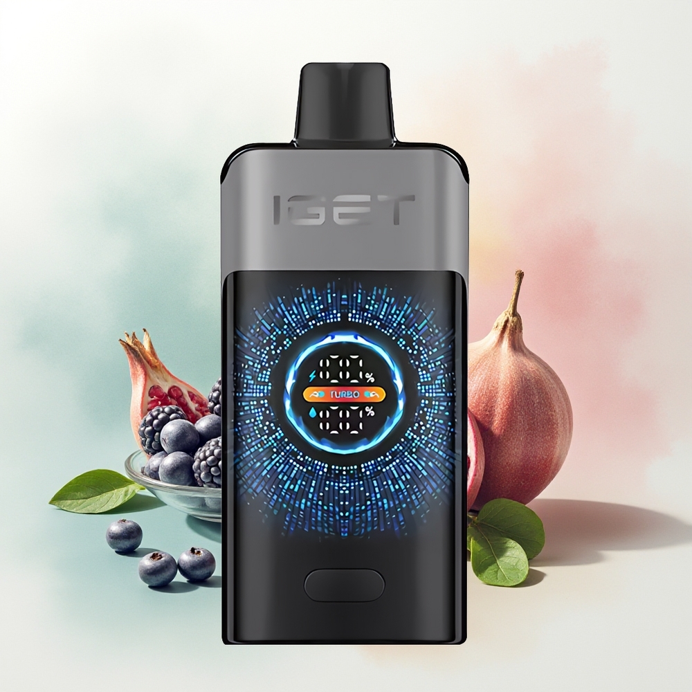 IGET ONE 12000 Puffs Jeżyna Wiśnia Granat z Dużym Zakrzywionym Ekranem Kolorystycznym i Baterią 2700 mAh