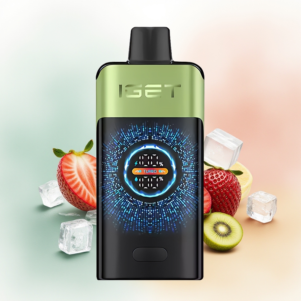 IGET ONE 12000 Puffs Truskawkowy Kiwi Lód z Dużym Zakrzywionym Ekranem Kolorowym i Baterią 2700 mAh