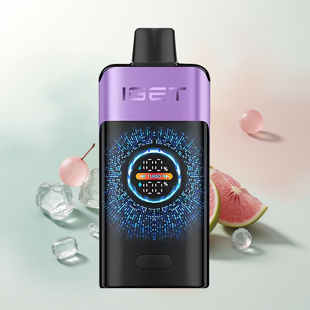 IGET ONE 12000 Puffs Winogronowy Lód z Dużym Zakrzywionym Ekranem i Podwójną Siatką 0,6 Ohm