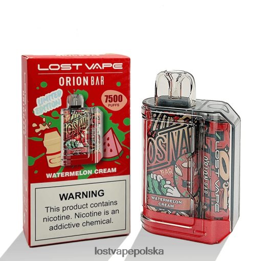 Lost Vape Orion pasek jednorazowy | 7500 zaciągnięć | 18 ml | 50 mg krem arbuzowy J4L2R99 Lost Vape Pods Near Me